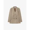 Reiss Womens Vida Double-breasted Houndstooth-check Wool Blazer Brown Check In Brown Check