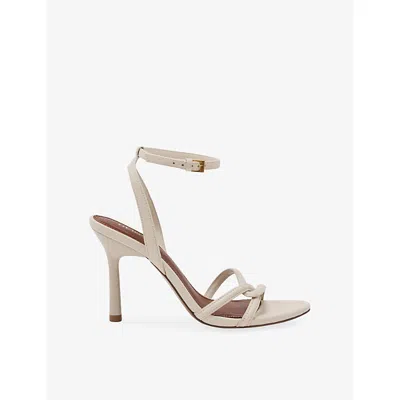Reiss Womens White Annabelle Heeled Leather Sling-back Sandals Eur 40 / 7 Uk