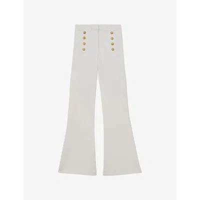 Reiss Womens White Athena Flared Stretch-denim Jeans