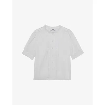 Reiss Womens White Aurelia Puff-sleeve Cotton Top In Yellow