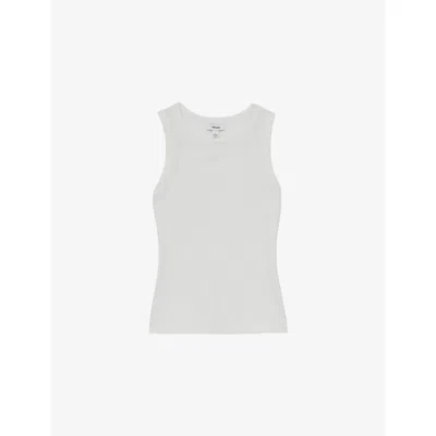 Reiss Womens White Betty Racerback Cotton-jersey Vest Xs