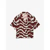Reiss Womens White Brown Eva Wave-print Cut-out Woven Shirt In Brown