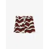 Reiss Womens White Brown Eva Wave-print Elasticated-waist Woven Shorts In Multi