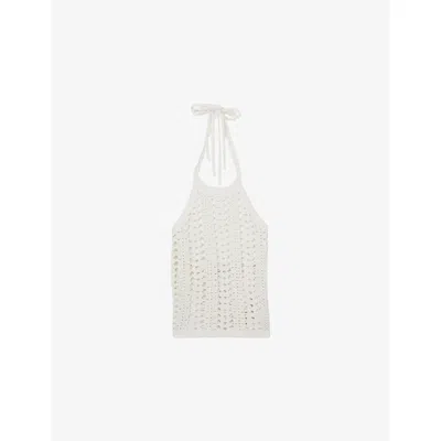 Reiss Womens Cally Crochet-knit Cotton Top White