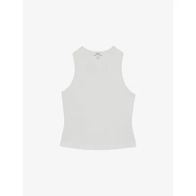 Reiss Womens White Clara Racerback Cotton Vest Top