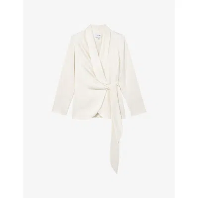Reiss Womens White Clover Tie-front Woven Occasion Jacket