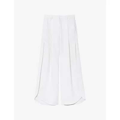 Reiss Womens Deena Side-split Wide-leg Woven Trousers White