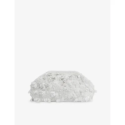 Reiss Womens White Edith Bead-embellished Clutch Bag