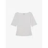 Reiss Womens  Ellie Slash-neck Stretch-cotton Top In White