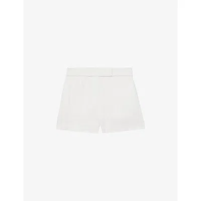 Reiss Womens  Fawn Mid-rise Linen Shorts In White