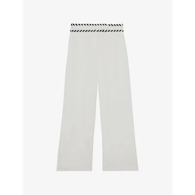 Reiss Womens Fawn Wide-leg Linen Trousers White