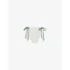 Reiss Womens White Green Rue Tie-side Bikini Bottoms