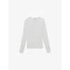 Reiss Womens White Jada Crewneck Long-sleeve Stretch-cotton T-shirt