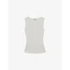 Reiss Womens White Jody Asymmetric-neck Stretch-cotton Top In White