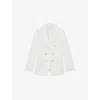 Reiss Womens White Lily Double-breasted Stretch Wool-blend Blazer In White