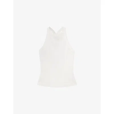 Reiss Womens White Lolana Rib Racerback Cotton-jersey Vest Top