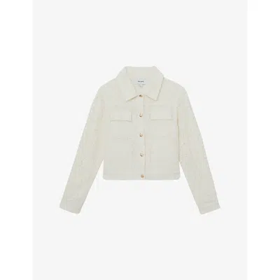 Reiss Womens White Lori Flap-pocket Lace Jacket