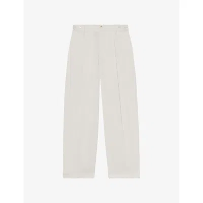 Reiss Womens Luca Wide-leg Cotton-blend Trousers White