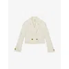 Reiss Womens Mia Double-breasted Cropped Stretch Cotton-blend Blazer White In Neutral