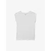 Reiss White Cotton Capped Sleeve T-shirt In White