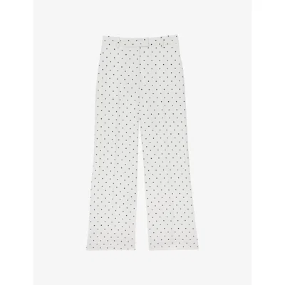 Reiss Womens White Navy Beatrix Polka-dot Woven Trousers In Multi