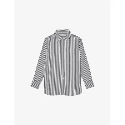 Reiss Womens Blair Striped Cotton Shirt White Navy