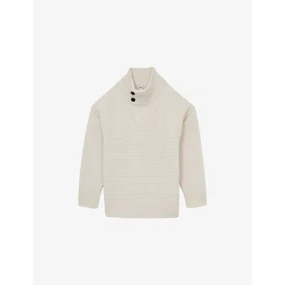 Reiss Womens White Phoebe Button-neck Wool And Cashmere-blend Jumper