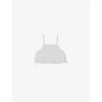 Reiss Womens White Poppy Broderie-pattern Cotton Top