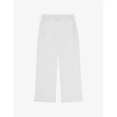 Reiss Womens  Poppy Side-tie Elasticated-waist Broderie Cotton Trousers