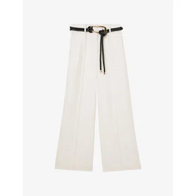 Reiss Womens  X Atelier Belted Wide-leg Woven Suit Trousers White