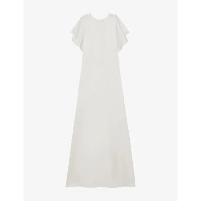 Reiss Womens  X Atelier Brackley Draped Duchess Satin Maxi Dress White