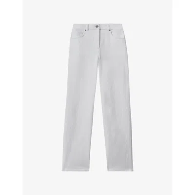 Reiss Womens White Selin Mid-rise Straight-leg Denim Jeans