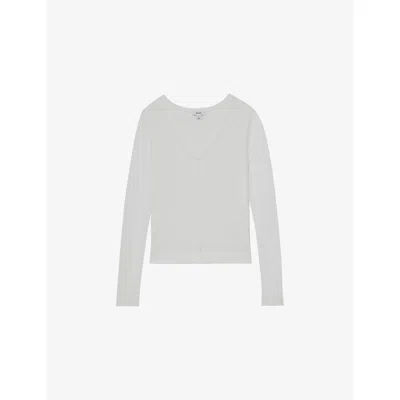 Reiss Womens White Soraya V-neck Woven Top