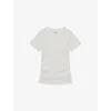 Reiss Womens White Tess Ribbed Ruched Stretch-cotton T-shirt Xs