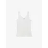 Reiss Womens White Violet Ribbed Stretch-cotton Vest