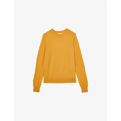Reiss Womens Yellow Hester Round-neck Wool Jumper