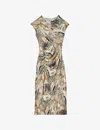 Reiss Lennia Abstract-print Stretch-jersey Midi Dress In Multi