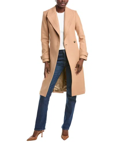 Reiss Wool-blend Belted Coat In Brown