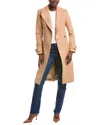 Reiss Light Camel Lucia Petite Wool Blend Double Breasted Blindseam Coat In Neutral