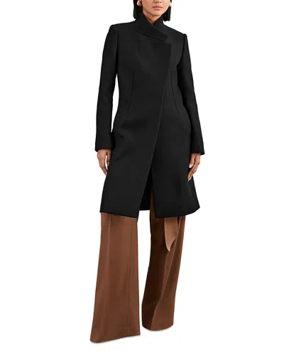 Reiss Wool Blend Mid Length Coat In Black