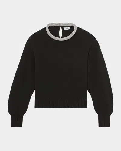 Reiss Wool-blend Necklace-trim Sweater In Black