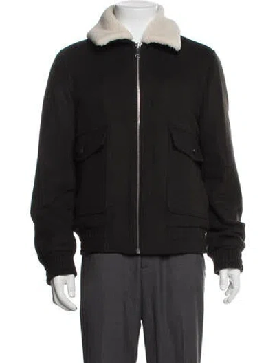 Pre-owned Reiss Wool Bomber Jacket In Black