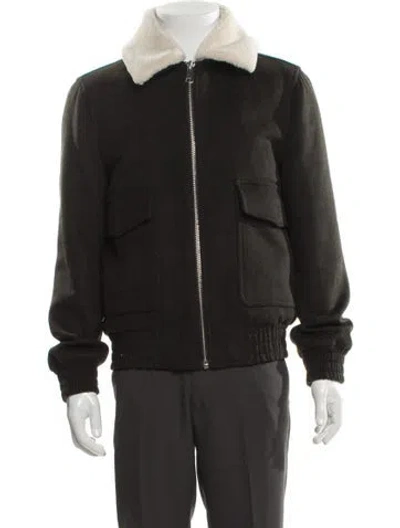 Pre-owned Reiss Wool Bomber Jacket In Gray