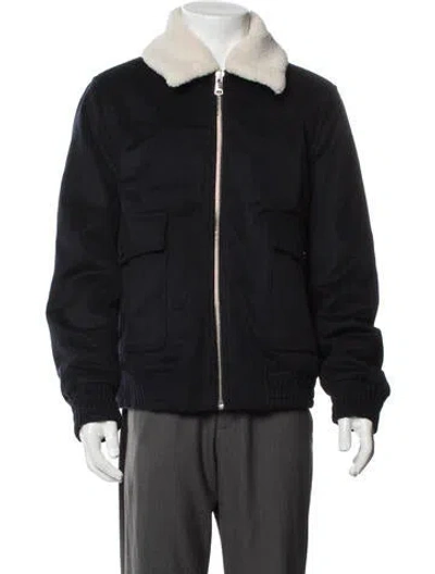 Pre-owned Reiss Wool Bomber Jacket W/ Tags In Blue