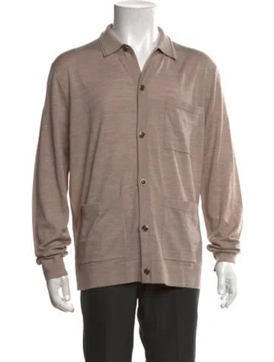 Pre-owned Reiss Wool Collar Cardigan W/ Tags In Neutrals