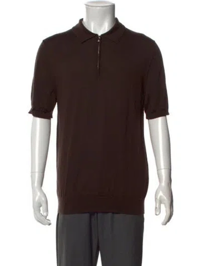 Pre-owned Reiss Wool Collar Polo Sweater In Brown