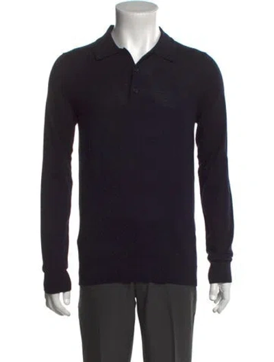 Pre-owned Reiss Wool Collar Polo Sweater W/ Tags In Blue