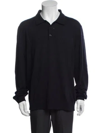 Pre-owned Reiss Wool Collar Polo Sweater W/ Tags In Blue