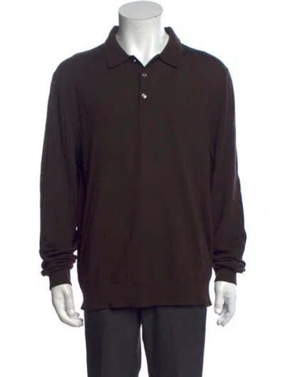 Pre-owned Reiss Wool Collar Polo Sweater W/ Tags In Brown
