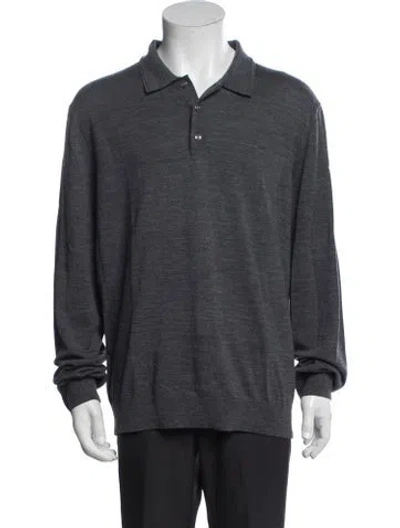 Pre-owned Reiss Wool Collar Polo Sweater W/ Tags In Grey